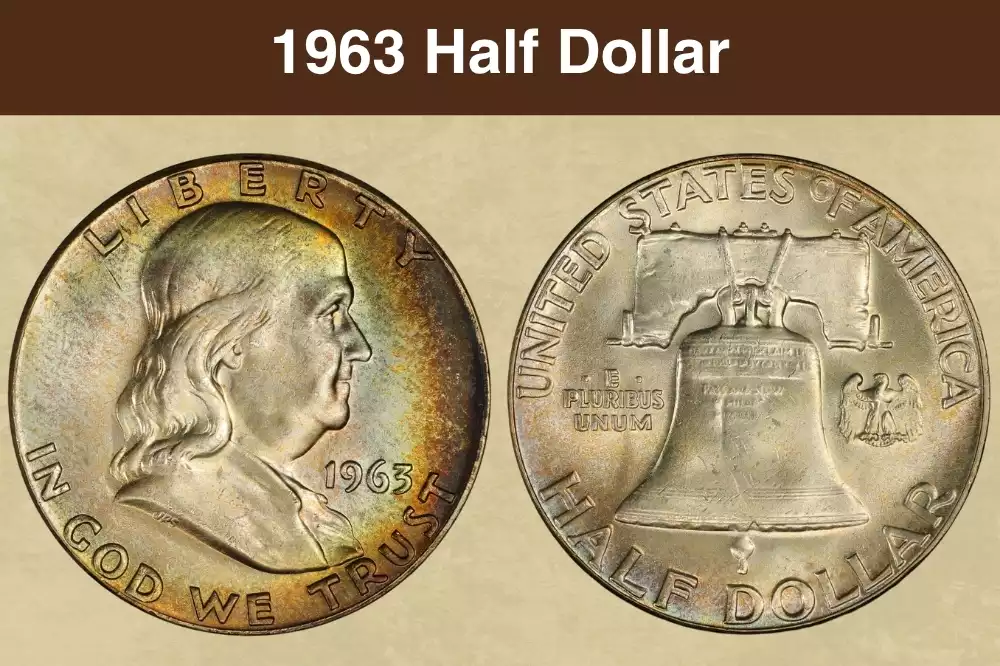 1963 Franklin half dollar obverse and reverse — Benjamin Franklin portrait and Liberty Bell design